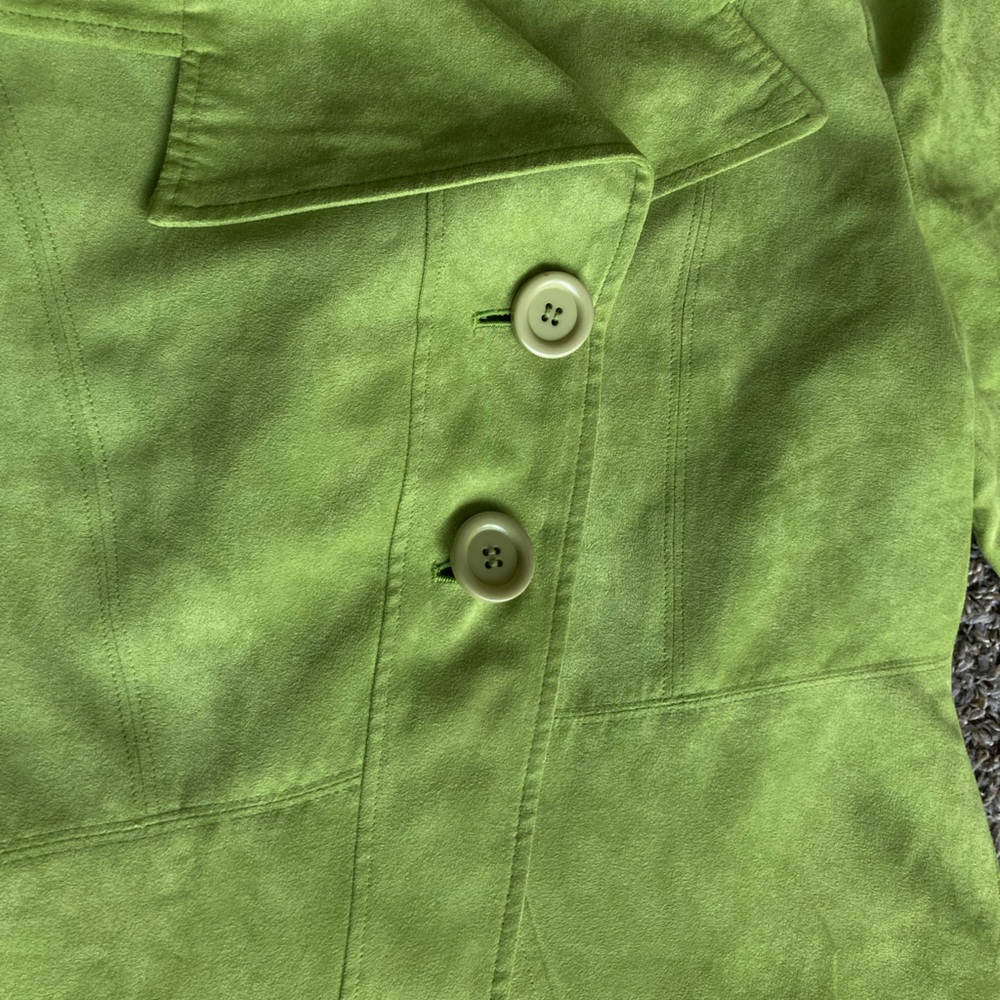 Gee Gee Sport Lime Green Faux Suede Blazer Jacket Womenโs Size S/P - Picture 13 of 13